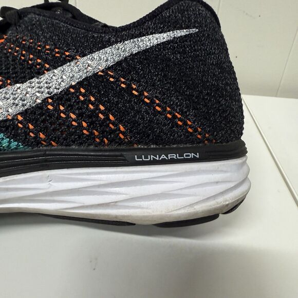 Nike Flyknit Lunar 3 Black/Hyper Jade/Total Orange/White 698181-008 Men 10 EUC - Picture 7 of 12